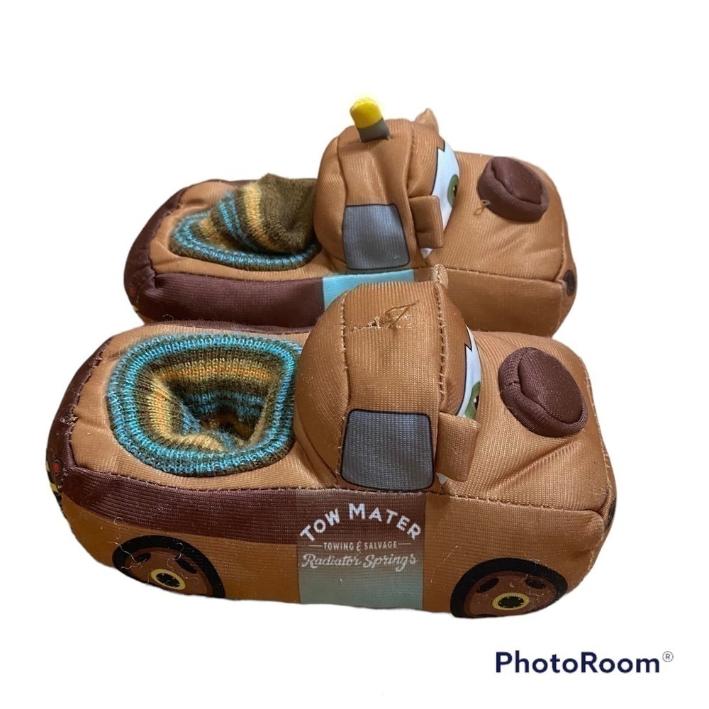 Disney Mater Slippers Cars Sz 7-8 Brown Kids Toddler